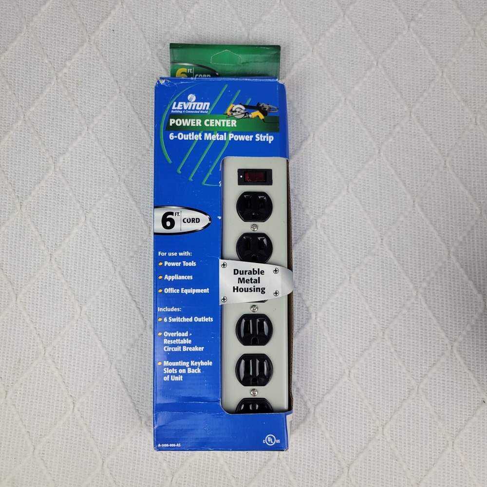 Leviton 6-outlet  Metal Power Strip 6 Ft‎ Cord  Durable Metal Housing